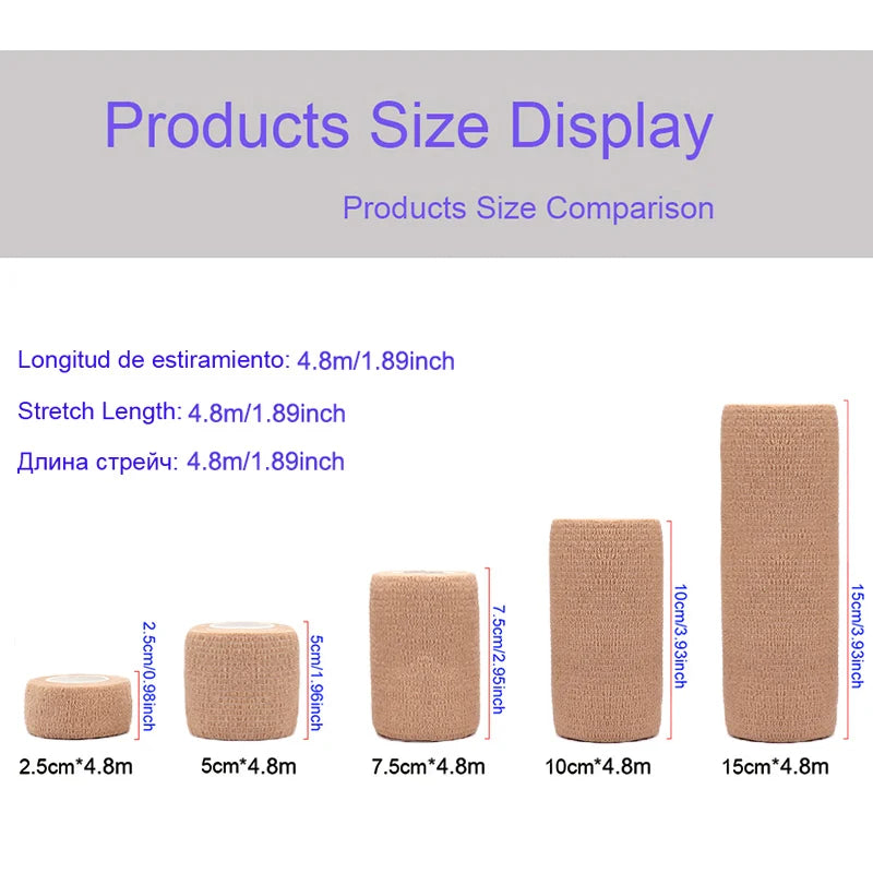 Elastyczna Taśma Samoprzylepna Sportowa – Bandaż Kompresyjny 4,8 m | Ochrona Palców, Nadgarstka i Stawów | 18 Kolorów