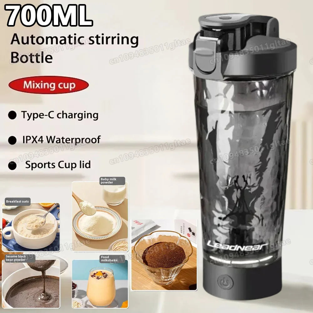 Elektryczny Shaker do Białka 700 ml – Automatyczny Kubek Mieszający USB-C | Blender do Protein, Kawy i Napojów